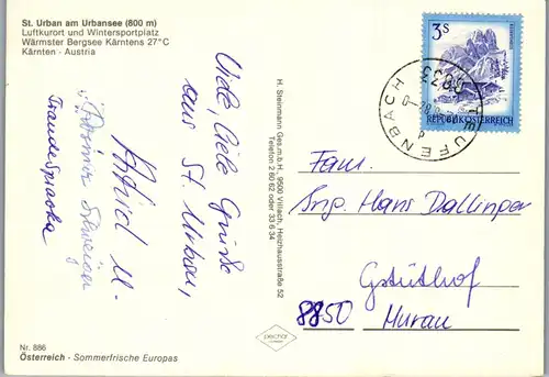 23605 - Kärnten - St. Urban am Urbansee - gelaufen 1982