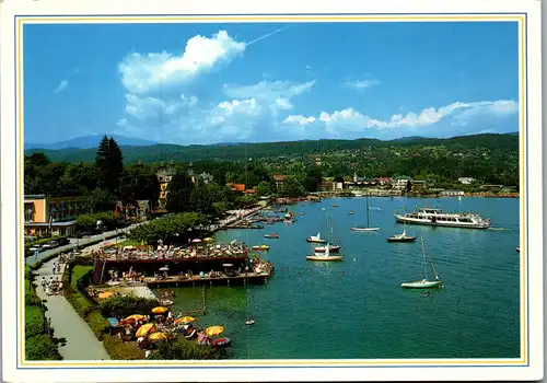 23608 - Kärnten - Velden am Wörther See , Blick über die Bucht mit Schloßhotel und Spielcasino - gelaufen 1992