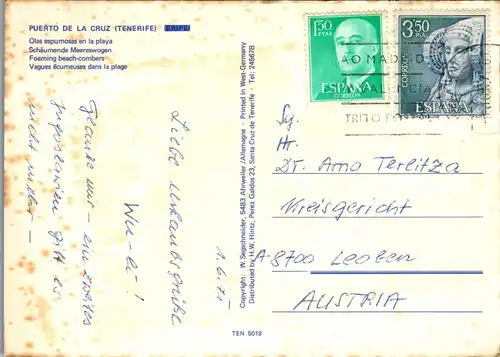 23660 - Spanien - Teneriffa , Tenerife , Puerto de la Cruz - gelaufen 1971