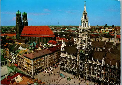 23689 - Deutschland - München , Marienplatz , Rathaus und Dom , Unserer Lieben Frau - gelaufen 1987