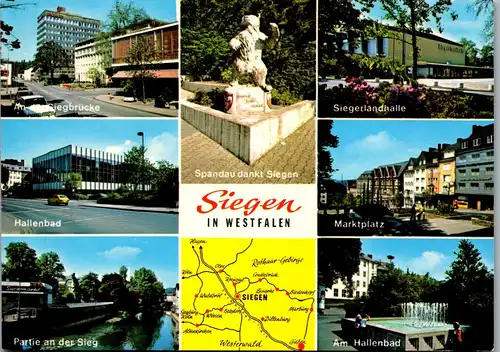 23693 - Deutschland - Siegen in Westfalen , Hallenbad , Siegerlandhalle , Siegbrücke , Spandau dankt Siegen - gelaufen