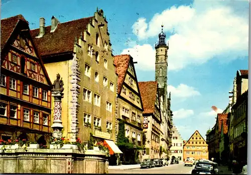 23695 - Deutschland - Rothenburg ob der Tauber , Herrngasse und Rathaus - gelaufen 1977