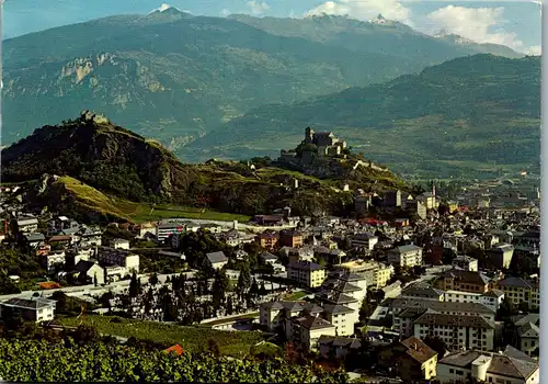 23698 - Schweiz - Sion et les chateaux de Tourbillon et Valere - gelaufen 1980