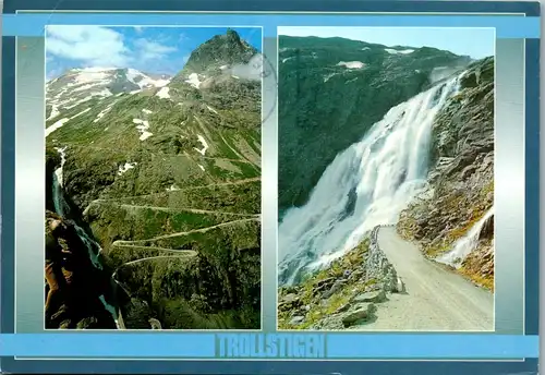 23712 - Norwegen - Trollstigen , Romsdal , Stigfossen , Trollstigvegen , Ruten Andalsnes , Valldal - gelaufen 1990