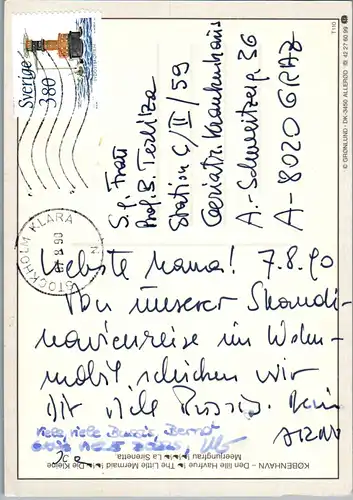 23713 - Schweden - Kobenhavn , Kopenhagen , Den lille Havfrue , Meerjungfrau - gelaufen 1990