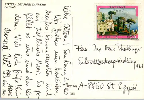 23726 - Italien - Sanremo , San Remo , Portosole , Riviera die Fiori - gelaufen 1980