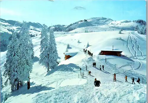 23771 - Tirol - Kitzbühel , Blick von der Hahnenkammbahn Bergstation gegen Hochbrunn und Ehrenbachhöhe - gelaufen 1993