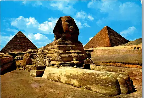 23776 - Ägypten - Great Sphinx of Giza and Kheops Pyramid - gelaufen 1990