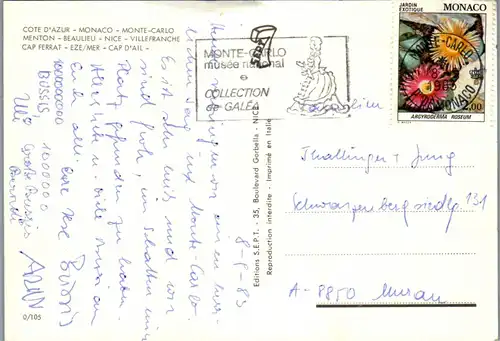 23799 - Monaco - Monte Carlo , Cote D'Azur , Beaulieu , Nice , Villefrance , Cap Ferrat , Cap D'All - gelaufen 1983
