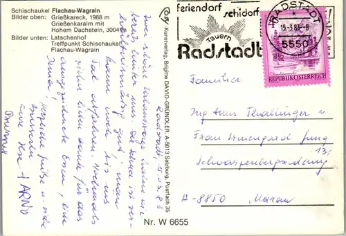 23803 - Salzburg - Flachau - Wagrein , Grießkareck , Grießenkaralm mit Hohem Dachstein , Latschenhof , Schischaukel - gelaufen 1983