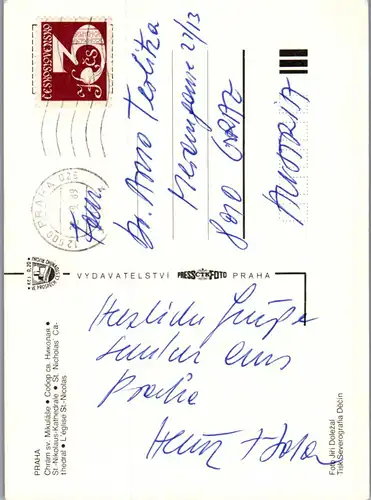 23834 - Tschechische Republik - Praha , Prag , Chram sv. Mikulase - gelaufen 1989
