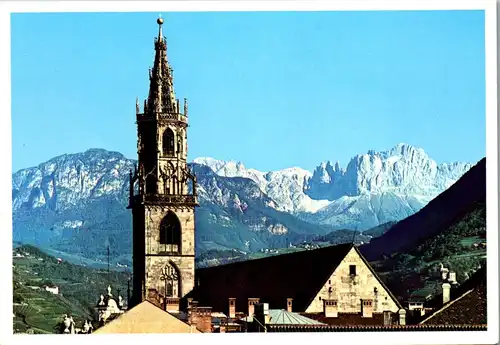 23867 - Italien - Bolzano , Bozen , Torre del Duomo verso il Catinaccio , Rosengarten - gelaufen