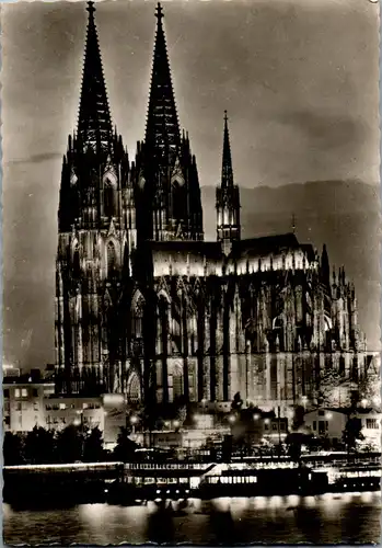 23870 - Deutschland - Köln am Rhein , Dom in Festbeleuchtung - gelaufen 1969