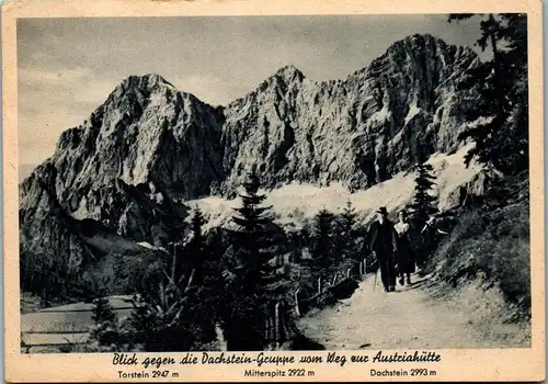 23880 - Steiermark - Blick gegen die Dachstein Gruppe vom Weg zur Austriahütte , Torstein , Mitterspitz - gelaufen 1944