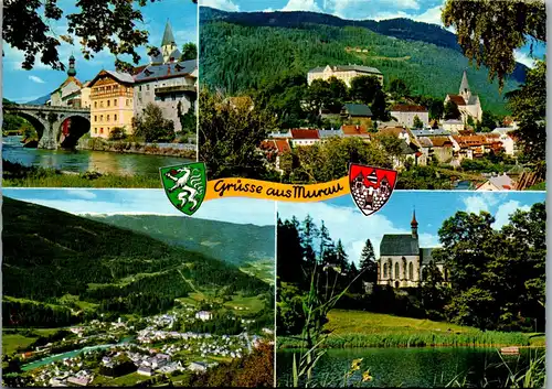 23926 - Steiermark - Murau , Blick gegen Stolzalpe , Blich gegen Frauenalpe , St. Leonhard Kirche - gelaufen 1971