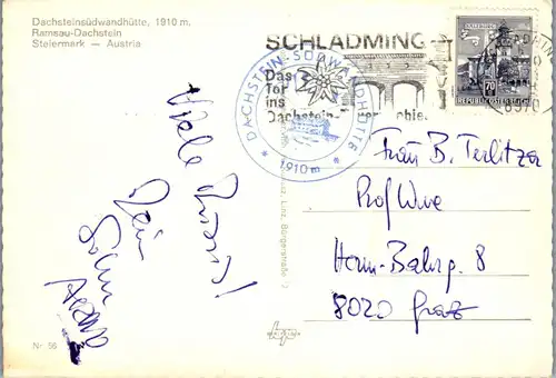 23942 - Steiermark - Ramsau Dachstein , Südwandhütte - gelaufen 1971