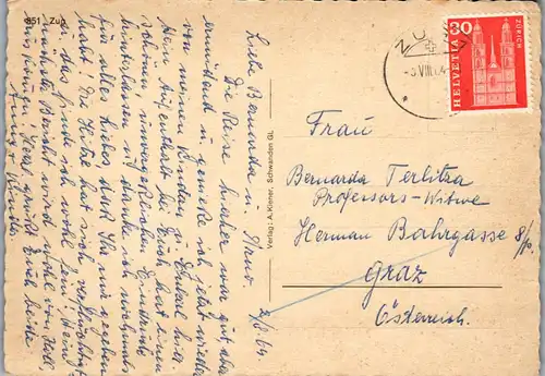 23953 - Schweiz - Zug , Straßenpartie - gelaufen 1964