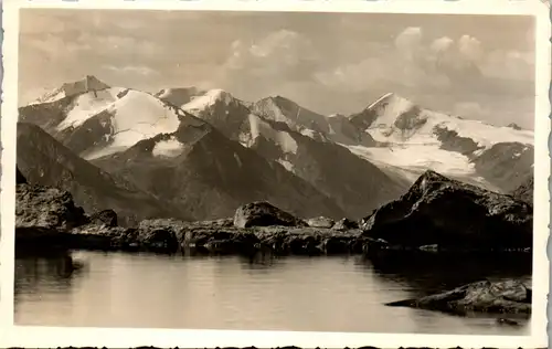 23977 - Tirol - Ötztaler Gletschersee mit Hintere Schwärze , Diemkogl , Mutmalspitze , Marzellspitze , Similaun - gelaufen 1959