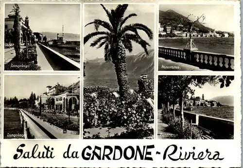 23979 - Italien - Gardone Riviera , Lungolago , Panorama , Mehrbildkarte - gelaufen 1961