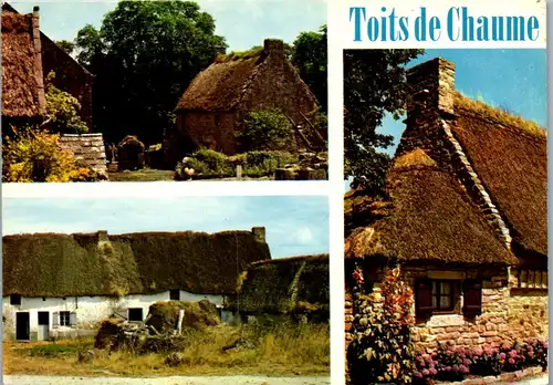 23995 - Frankreich - Bretagne , Vieilles Chaumieres a toit de Chaume - gelaufen 1984