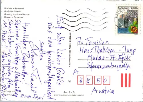 24031 - Ungarn - Balatonrol , Balaton , Mehrbildkarte - gelaufen 1987