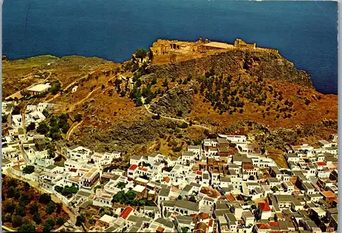 24038 - Griechenland - Rhodes , Rhodos Lindos , Luftaufnahme - gelaufen 1987