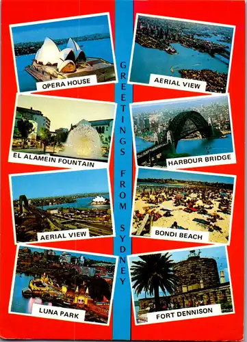 24051 - Australien - Sydney , Opera House , Harbour Bridge , Bondi Beach , Luna Park , Mehrbildkarte - gelaufen