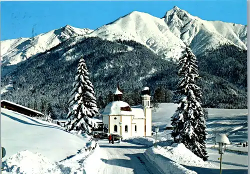 24061 - Tirol - Seefeld , Seekirchlein barock , Blick gegen Seefelder Jöchl und Reitherspitze - gelaufen 1998