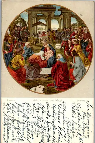 24073 - Künstlerkarte - Firenze , Adorazione dei Magi , Ghirlandaio - gelaufen 1909