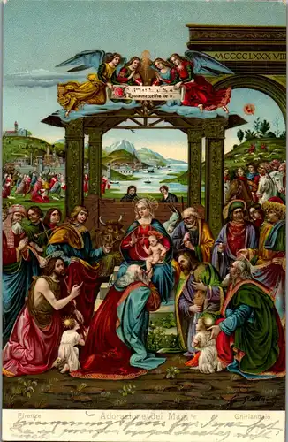 24074 - Künstlerkarte - Firenze , Adorazione dei Magi , Ghirlandaio , signiert - gelaufen 1908