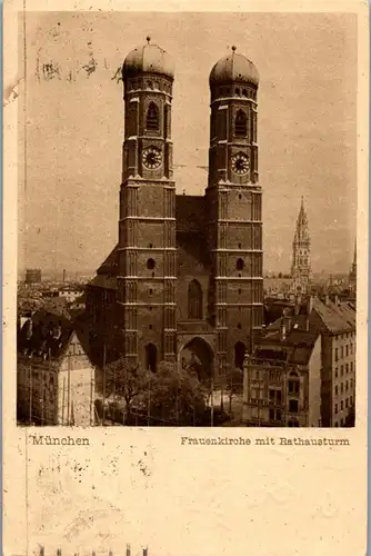 24122 - Deutschland - München , Frauenkirche mit Rathausturm - gelaufen 1923