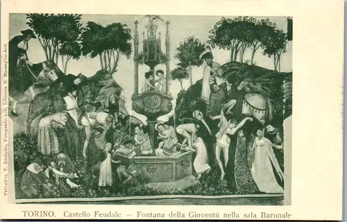 24130 - Italien - Turin , Torino , Castello Feudale , Fontana della Gioventu nella sala Baronale - nicht gelaufen