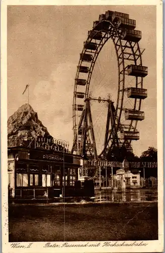 24263 - Wien - Prater , Riesenrad mit Hochschaubahn , Prohaska - gelaufen 1931