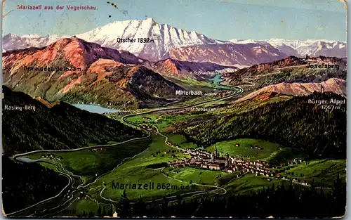 24284 - Steiermark - Mariazell , Mitterbach , Ötscher , Rasing Berg , Josefsberg - gelaufen 1924