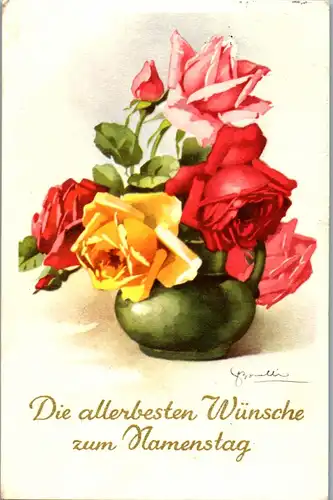 24295 - Glückwunsch - Die allerbesten Wünsche zum Namenstag - gelaufen 1957