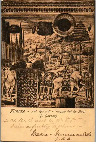 24337 - Künstlerkarte - Firenze , Pal. Riccardi , Viaggio die Re Magi , B. Gozzoli - gelaufen 1909