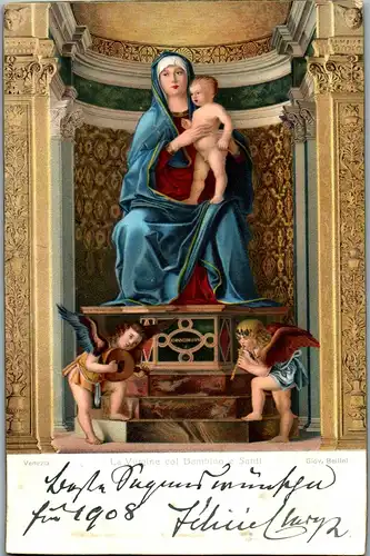 24338 - Künstlerkarte - Venezia , La Vergine col Bambino e Santi , Giovanni Bellini - gelaufen 1908