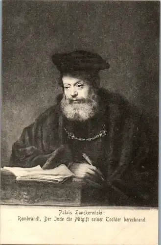 24402 - Künstlerkarte - Rembrandt , Der Jude die Mitgift seiner Tochter berechnend , Palais Lanckoronski - nicht gelaufen