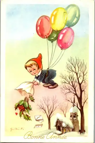 24455 - Neujahr - Motiv , signiert - gelaufen