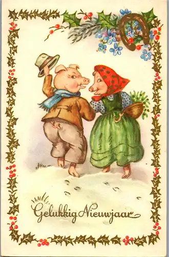 24457 - Neujahr - Schweinchen - gelaufen
