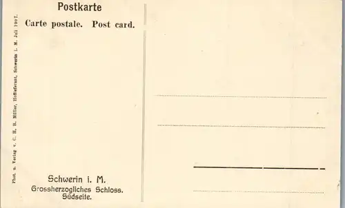 24465 - Deutschland - Schwerin , Großherzogliches Schloss , Südseite - nicht gelaufen 1907