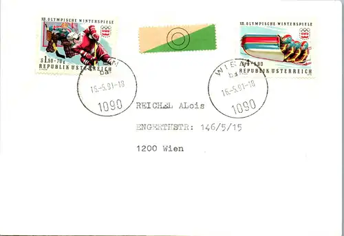 24564 - Österreich - Brief , Olympische Winterspiele - gelaufen 1991