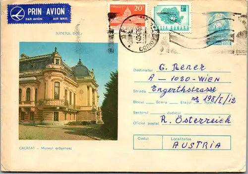 24565 - Rumänien - Brief , Calafat , Muzeul orasenesc , Judetul Doli - gelaufen 1976