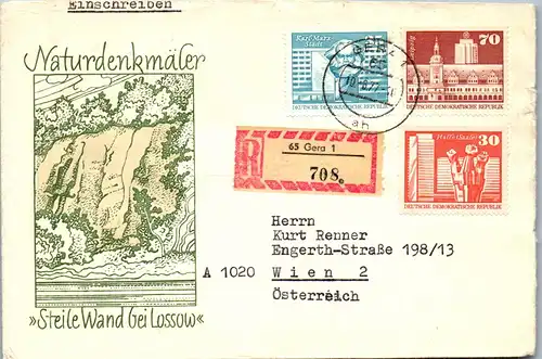 24567 - Deutschland - Brief , Gera , Naturdenkmäler , Steile Wand bei Lossow - gelaufen 1977