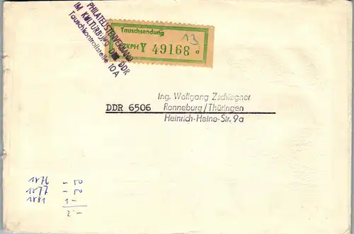 24567 - Deutschland - Brief , Gera , Naturdenkmäler , Steile Wand bei Lossow - gelaufen 1977
