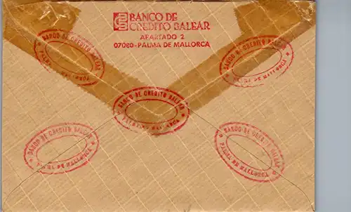24573 - Spanien - Brief , Banco de Credito Balear - gelaufen 1991