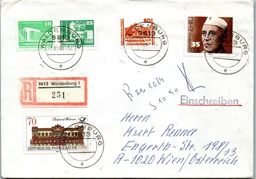 24576 - Deutschland - Brief , Waldenburg , Einschreiben - gelaufen 1990