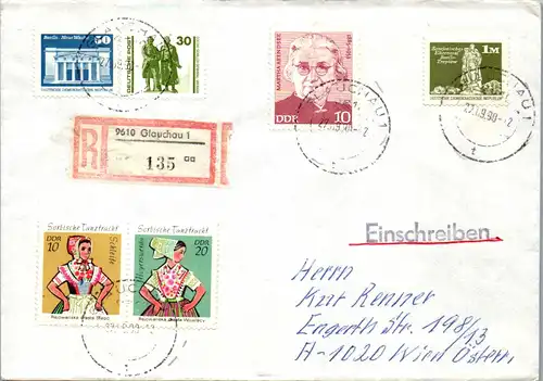 24577 - Deutschland - Brief , Glachau , Einschreiben - gelaufen 1990