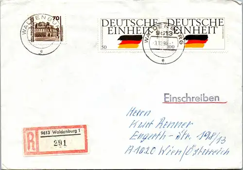 24579 - Deutschland - Brief , Waldenburg , Einschreiben - gelaufen 1990