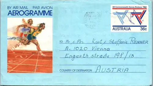 24580 - Australien - Brief , Aerogramme - gelaufen 1982